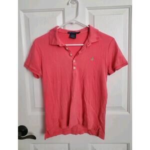 Ralph Lauren Women’s Slim Fit Y2K Polo Shirt Peach Logo Preppy